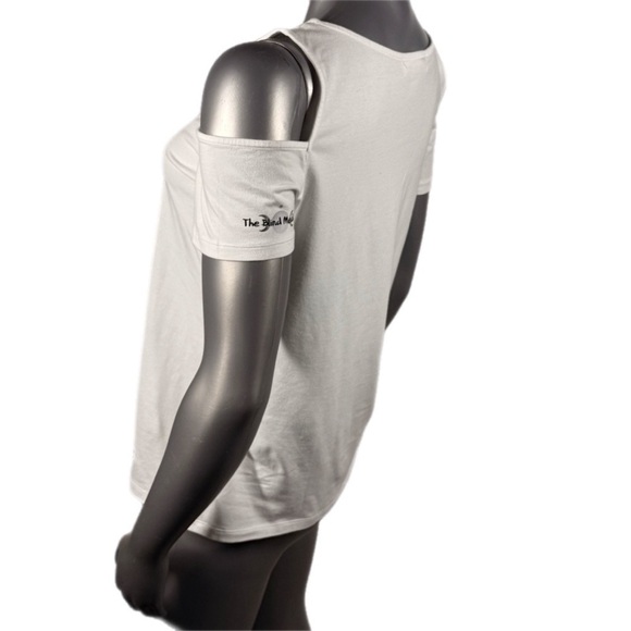 Michael Kors | White Cold Shoulder T Shirt Graphic Print Blood Poem - Picture 5 of 9